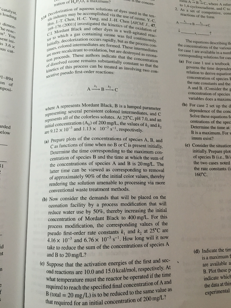 Decolonization Of Aqueous Solutions Of Dyes Used In Chegg