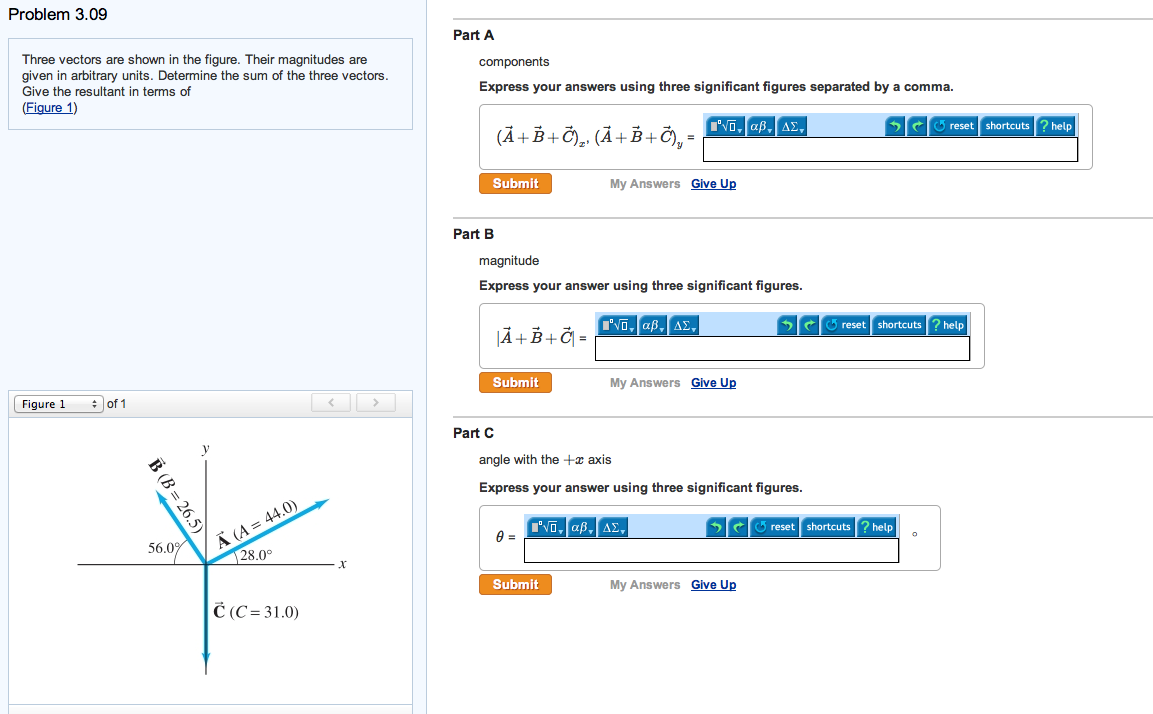 Solved Three vectors are shown in the figure. Their | Chegg.com