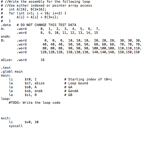 Solved # //write the assembly for the following loop # //Use | Chegg.com