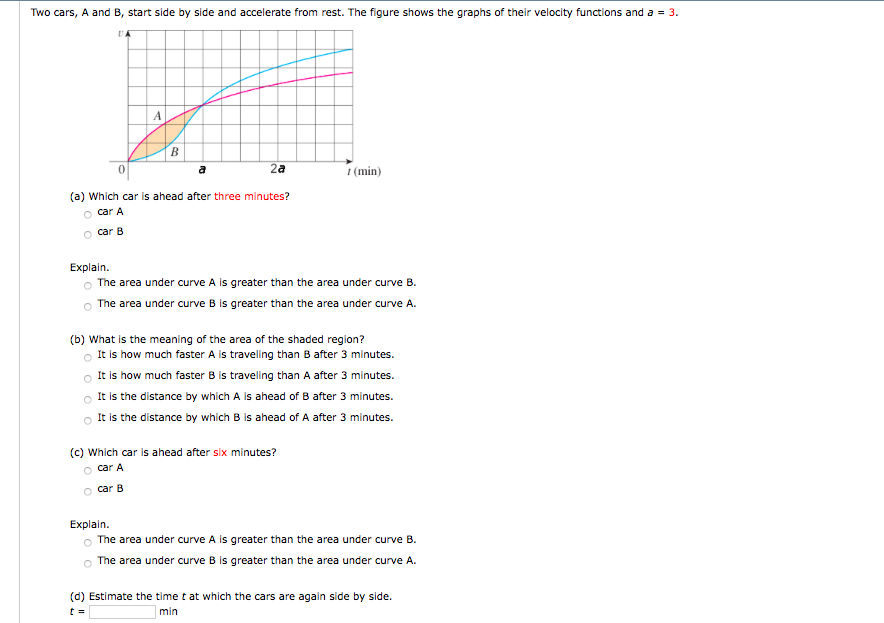 Solved Two Cars, A And B, Start Side By Side And Accelerate | Chegg.com