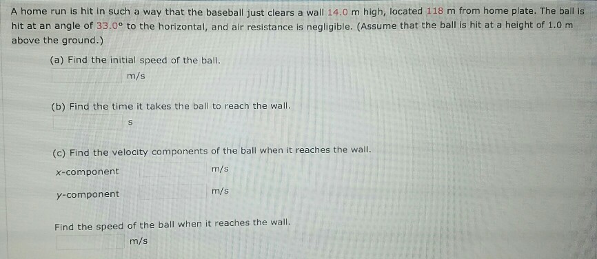 Solved A home run is hit in such a way that the baseball | Chegg.com