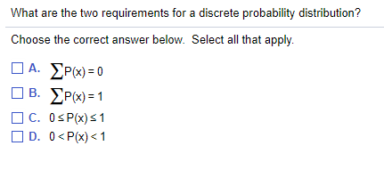 Solved What are the two requirements for a discrete | Chegg.com