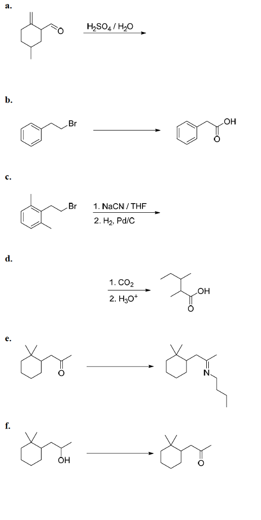 Solved a. b. OH C. Br . NaCN/THF 2. H2, Pd/O d. 1. CO2 OH 2. | Chegg.com