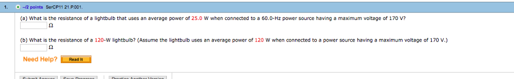 Solved: 1. -/2 Points SerCP11 21.P001 (a) What Is The Resi... | Chegg.com