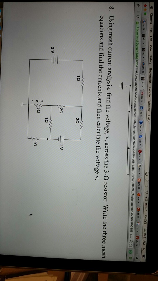 Solved Using mesh current analysis, find the voltage, v,