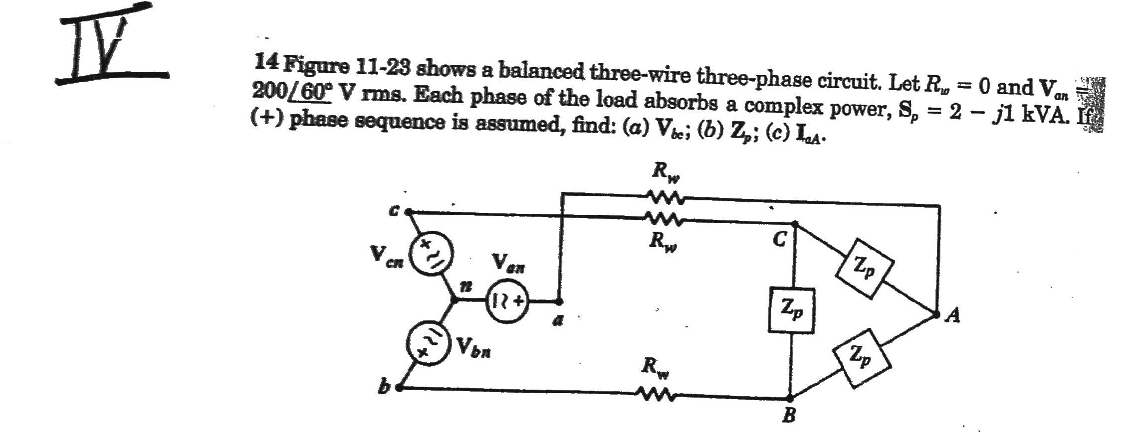 Solved 14 Figure 11-29 Shows A Balanced Three-wire | Chegg.com