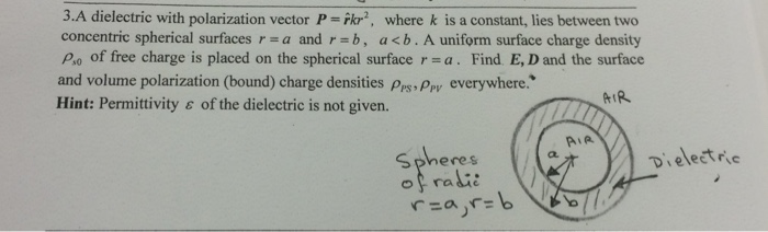 Solved A dielectric with polarization vector P+rKr^2, where | Chegg.com