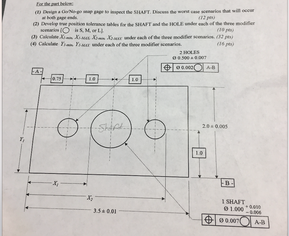 Solved Design a Go/Nogo snap gage to inspect the SHAFT.