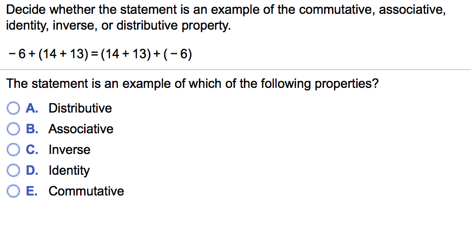 Solved Decide whether the statement is an example of the | Chegg.com