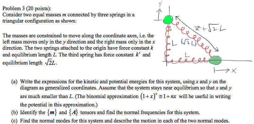 Consider Two Equal Masses M Connected By Three | Chegg.com