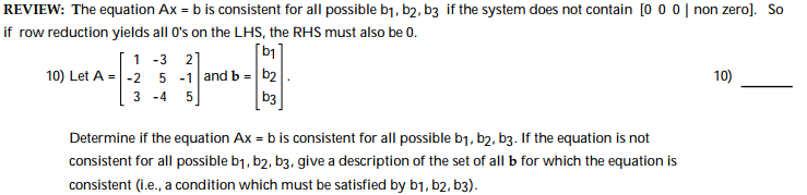 Solved REVIEW: The Equation Ax - B Is Consistent For All | Chegg.com