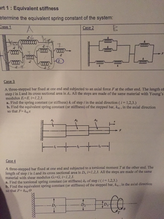 Solved Man our Homework 1 Part 1 Equivalent stiffness the | Chegg.com
