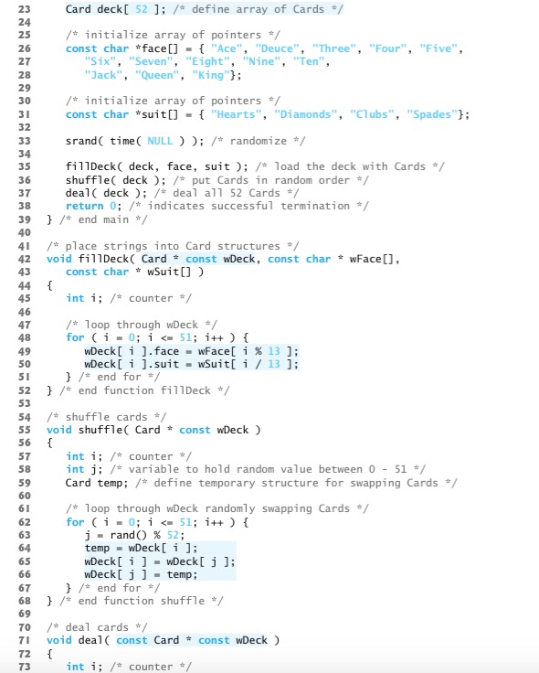 Solved Modify the program of Figure 10.16 to shuffle the | Chegg.com