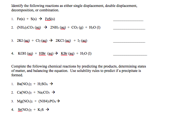 Solved Identify the following reactions as either single | Chegg.com