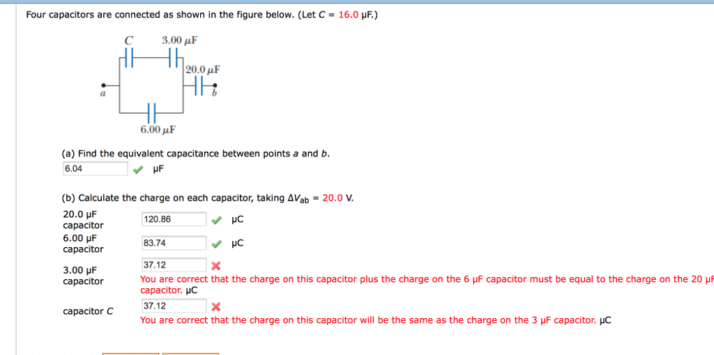 Solved Four capacitors are connected as shown in the figure | Chegg.com