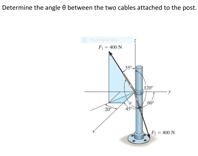 Solved Determine the angle theta between the two cables | Chegg.com