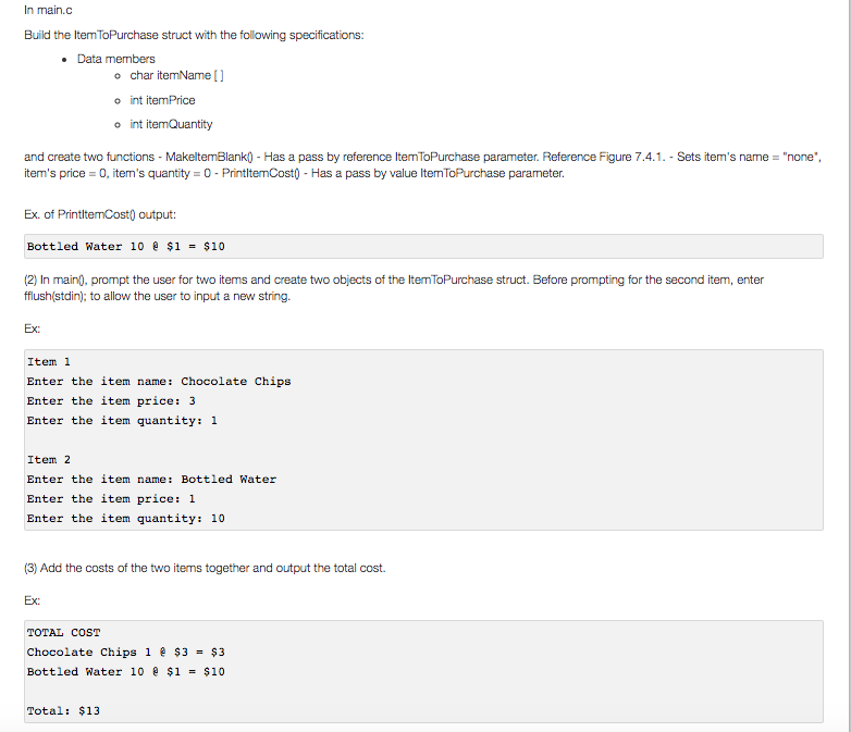 Solved In Main c Build The ItemToPurchase Strict With The Chegg