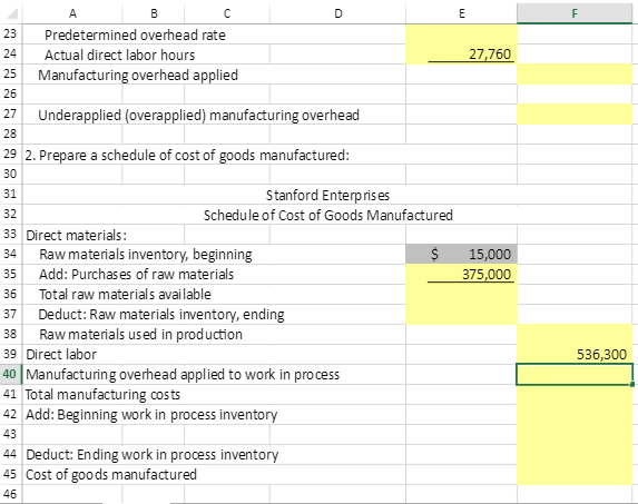 Solved 1 2 Stanford Enterprises uses job-order costing The | Chegg.com