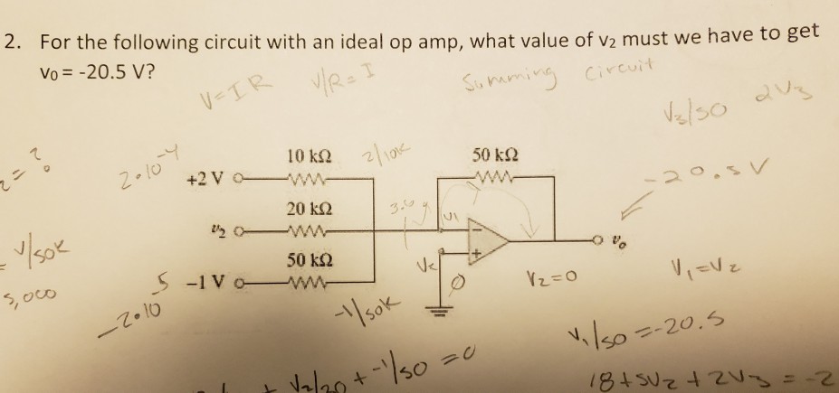 Solved 2. For the following circuit with an ideal op amp, | Chegg.com