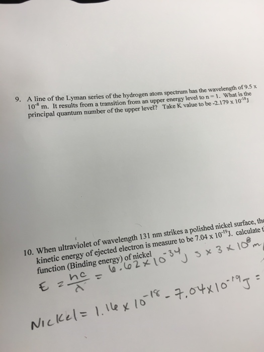 Solved A line of the Lyman series of the hydrogen atom | Chegg.com