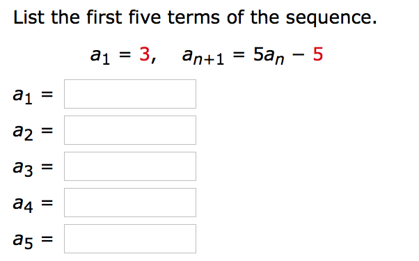 Solved List The First Five Terms Of The Sequence A1 3 0950