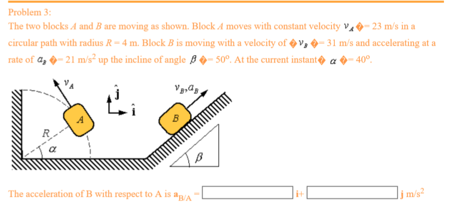 Solved The Two Blocks A And B Are Moving As Shown. Block A | Chegg.com