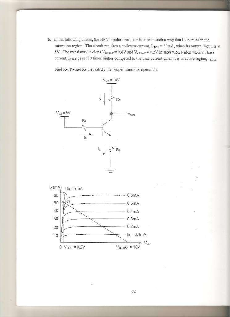 Transistor Question Solved In the following circuit, the NPN bipolar transistor | Chegg.com