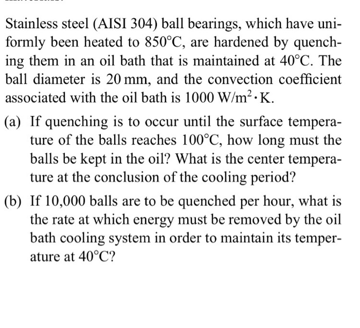 Solved Stainless steel (AISI 304) ball bearings, which have