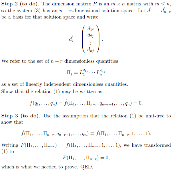 Problem 2. Recall the Buckingham Pi Theorem Let q