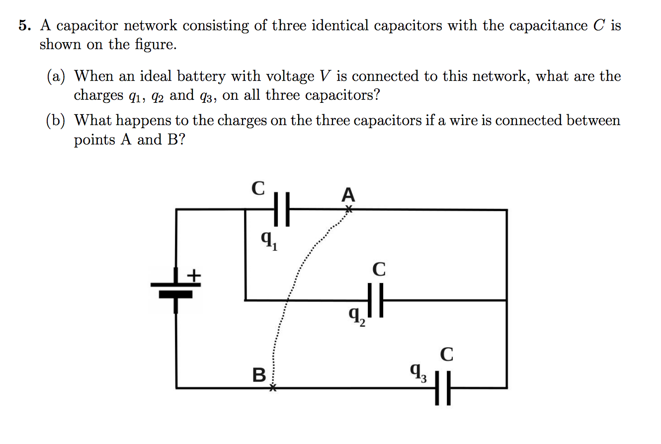 Solved 5. A capacitor network consisting of three identical | Chegg.com