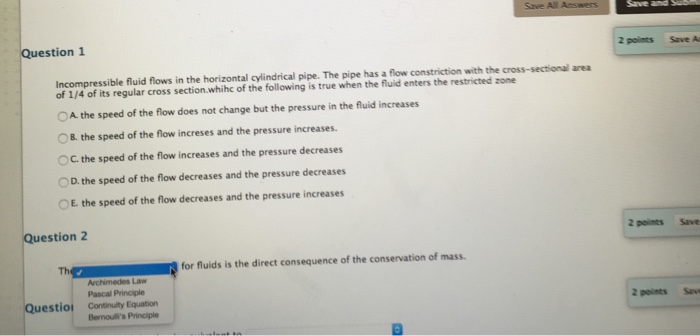 Solved Question 1 Incompressible fluid flows in the | Chegg.com