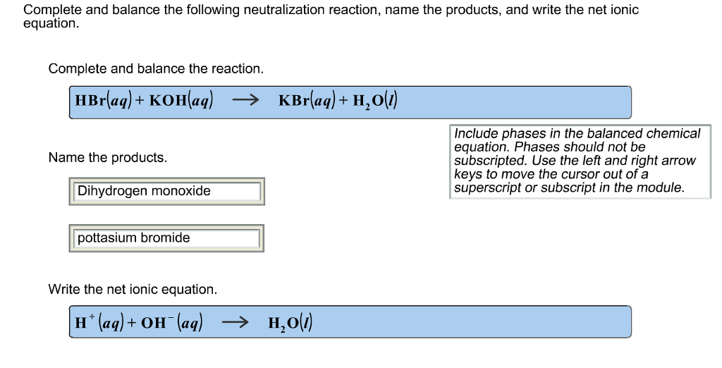 Solved Complete and balance the following neutralization | Chegg.com