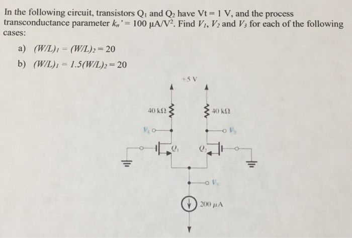 Solved In the following circuit, transistors Q_1 and Q_2 | Chegg.com