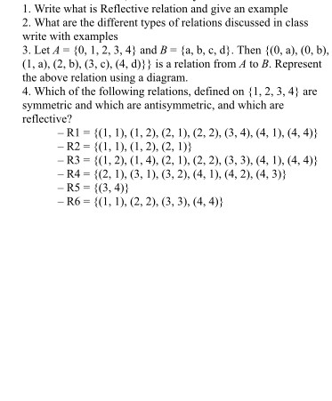 Solved Write what is Reflective relation and give an example | Chegg.com