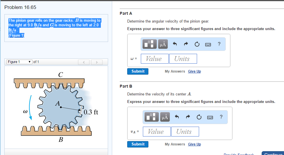 Solved The Pinion Gear Rolls On The Gear Racks. B Is Moving | Chegg.com