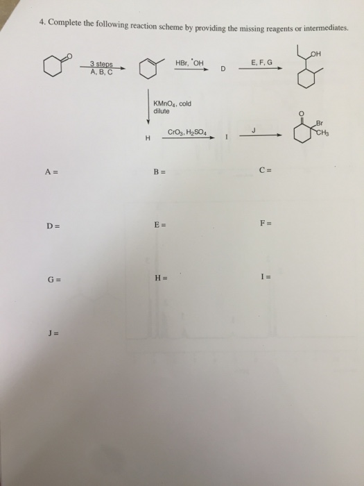 Solved Compute the following reaction scheme by providing | Chegg.com