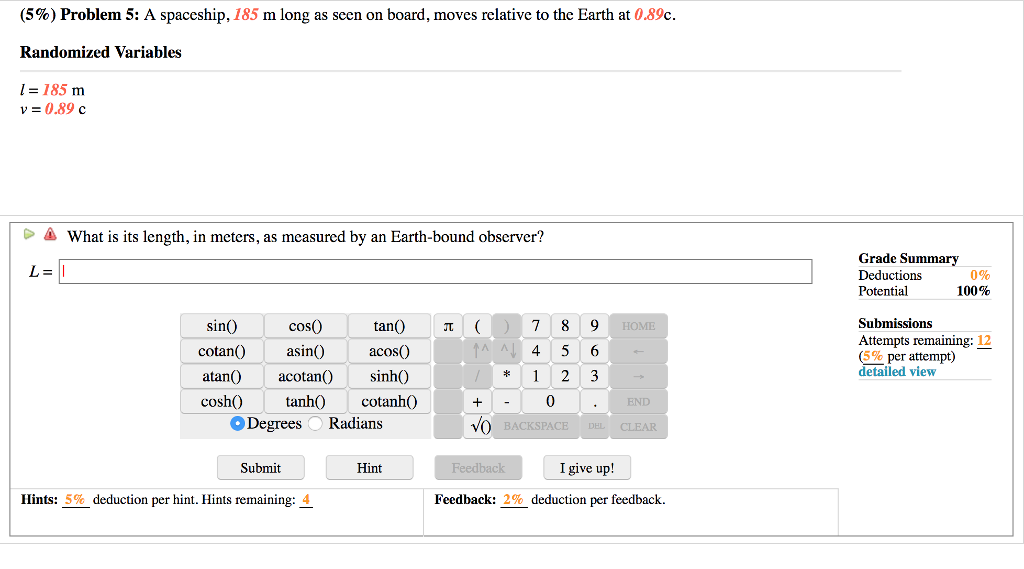 Solved (596) Problem 5: A spaceship, 185 m long as seen on | Chegg.com