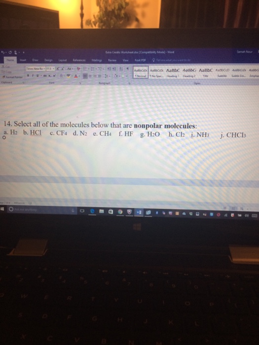 Solved Select all of the molecules below that are nonpolar | Chegg.com