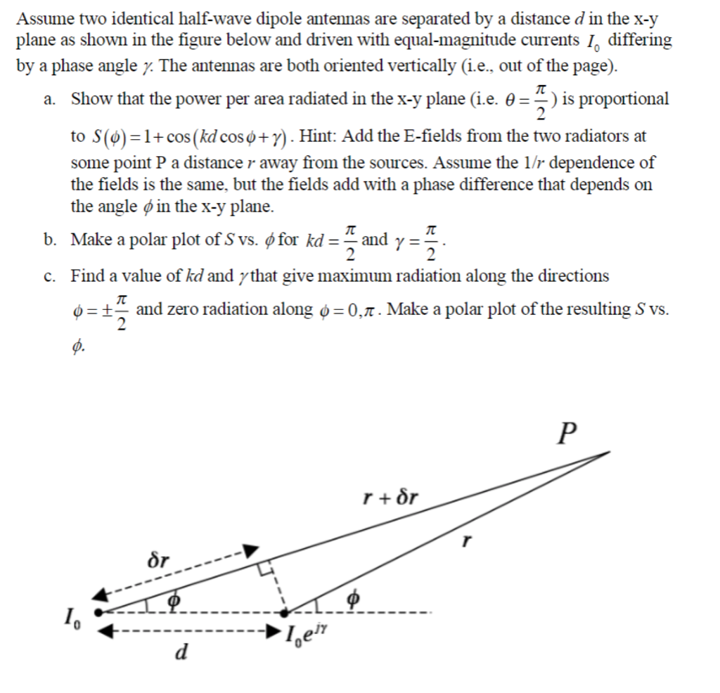 Solved Assume two identical halfwave dipole antennas are