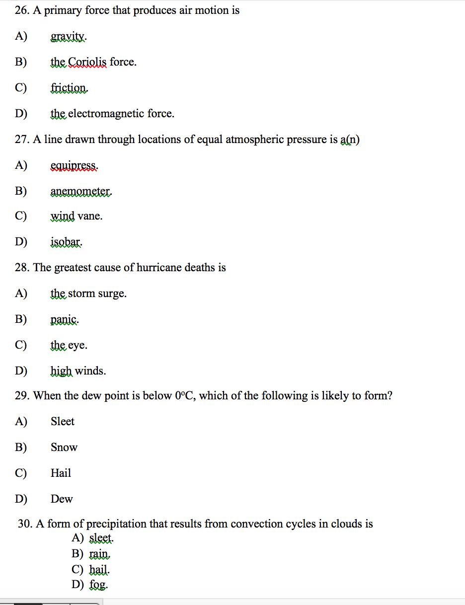 Solved A primary force that produces air motion is gravity.