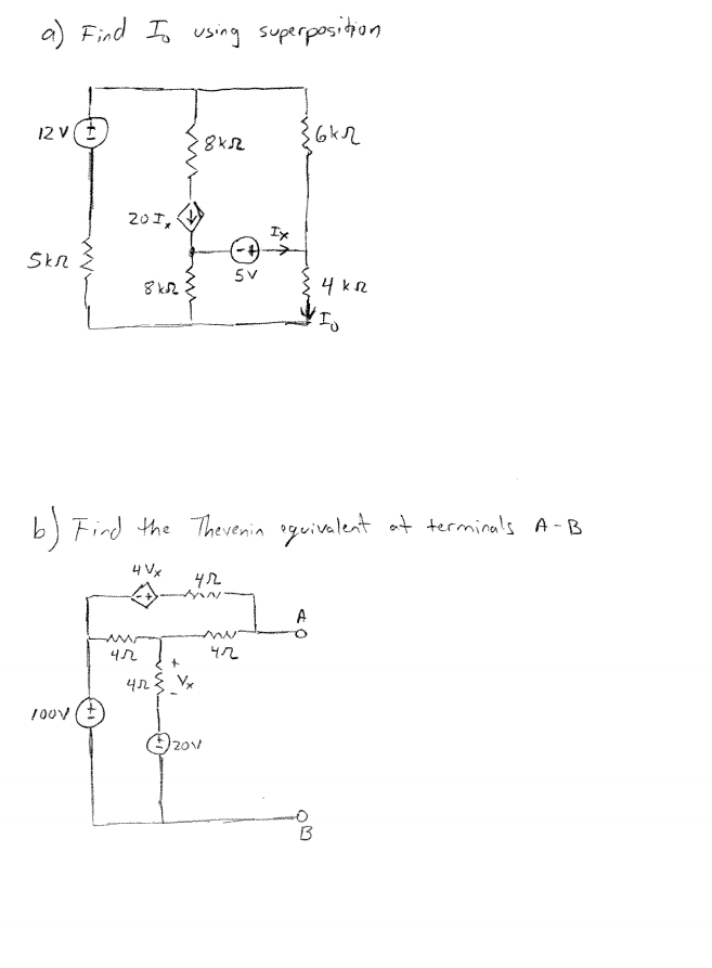 Solved Find I_o Using Superposition B) Find The Thevenin | Chegg.com