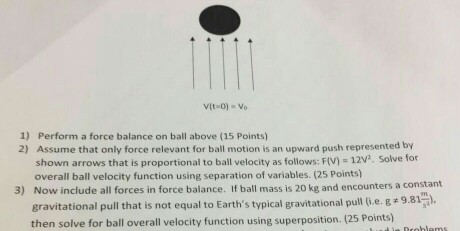Solved Perform a force balance on ball above Assume that | Chegg.com