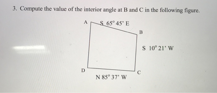 Solved Compute the value of the interior angle at B and C in | Chegg.com