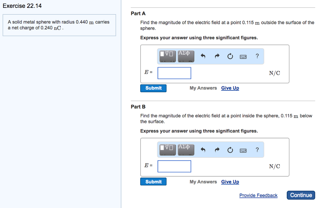 Solved A solid metal sphere with radius 0.440 m carries a