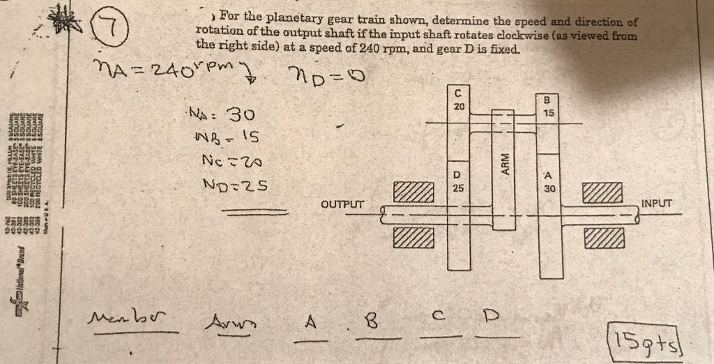 Solved For the gear train shown, determine the