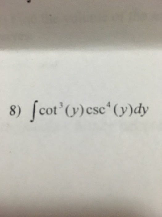 Solved integral cot^3(y)scs^4(y)dy