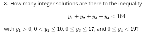 Solved How many integer solutions are there to the | Chegg.com