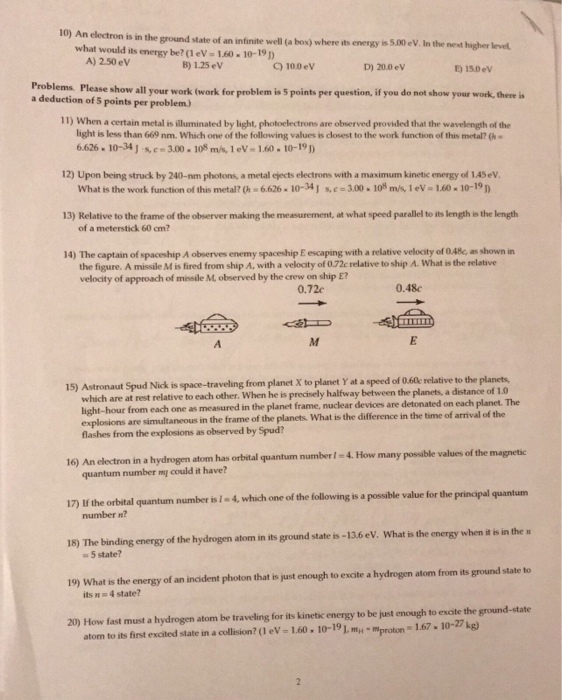 Solved An electron is in the ground state of an infinite | Chegg.com