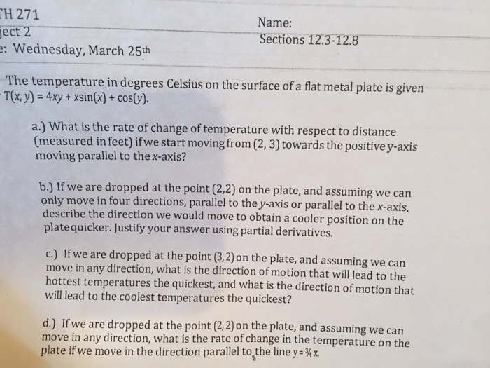 Solved The temperature in degrees Celsius on the surface of | Chegg.com