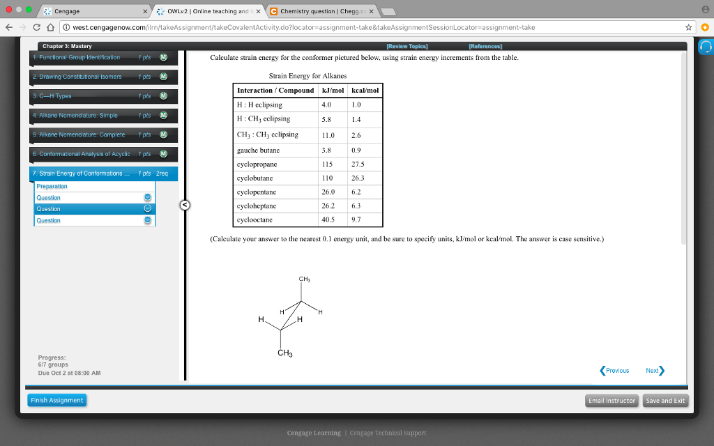 cengage chemistry homework answers